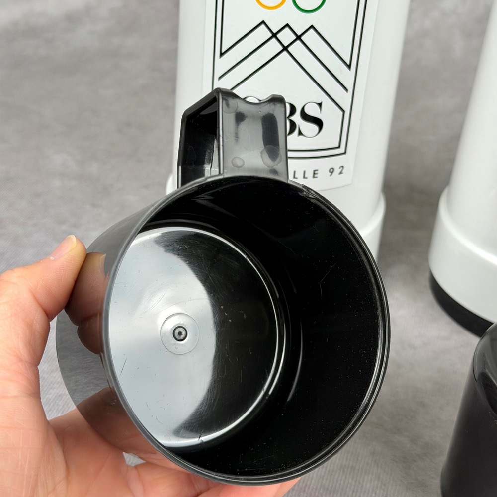 Vintage CBS Sports Albertville 1992 Winter Olympics Thermos Set of 2 White Black - Picture 6 of 16